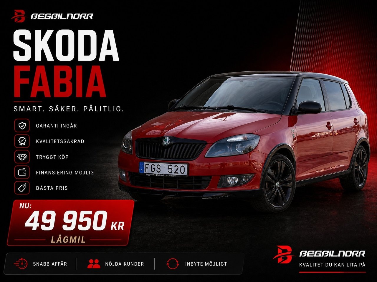 Begagnad Skoda Fabia 1.2 TSI Ambiente Monte Carlo 2013 till salu i Luleå — 49 950 kr