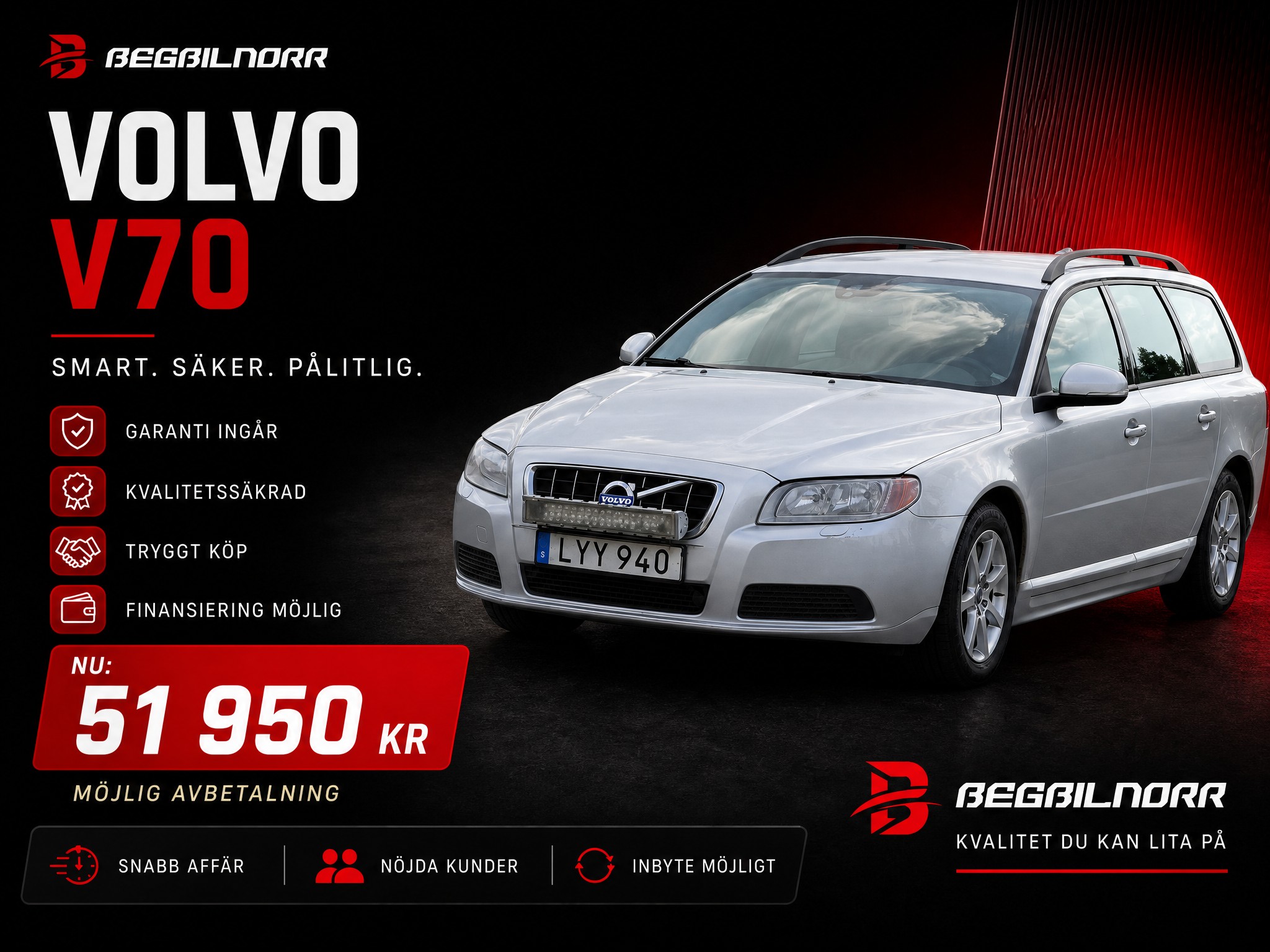 Begagnad Volvo V70 DRIVe Kinetic 2012 till salu i Luleå — 51 950 kr